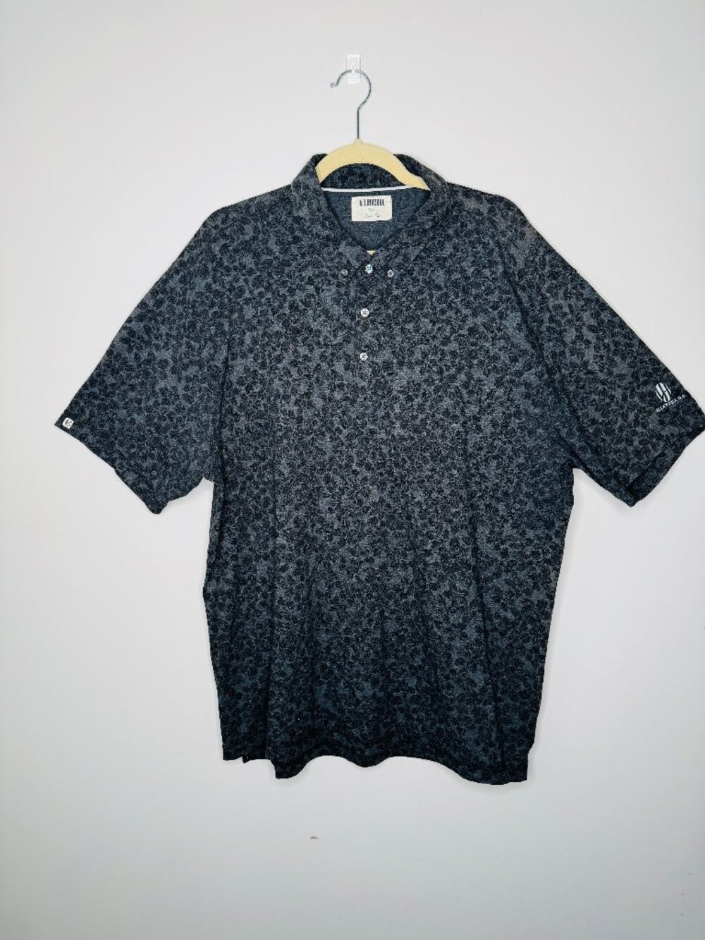 Linksoul Short Sleeve Polo Charcoal Grey Floral Mens XXL LS1343 Organic Cotton